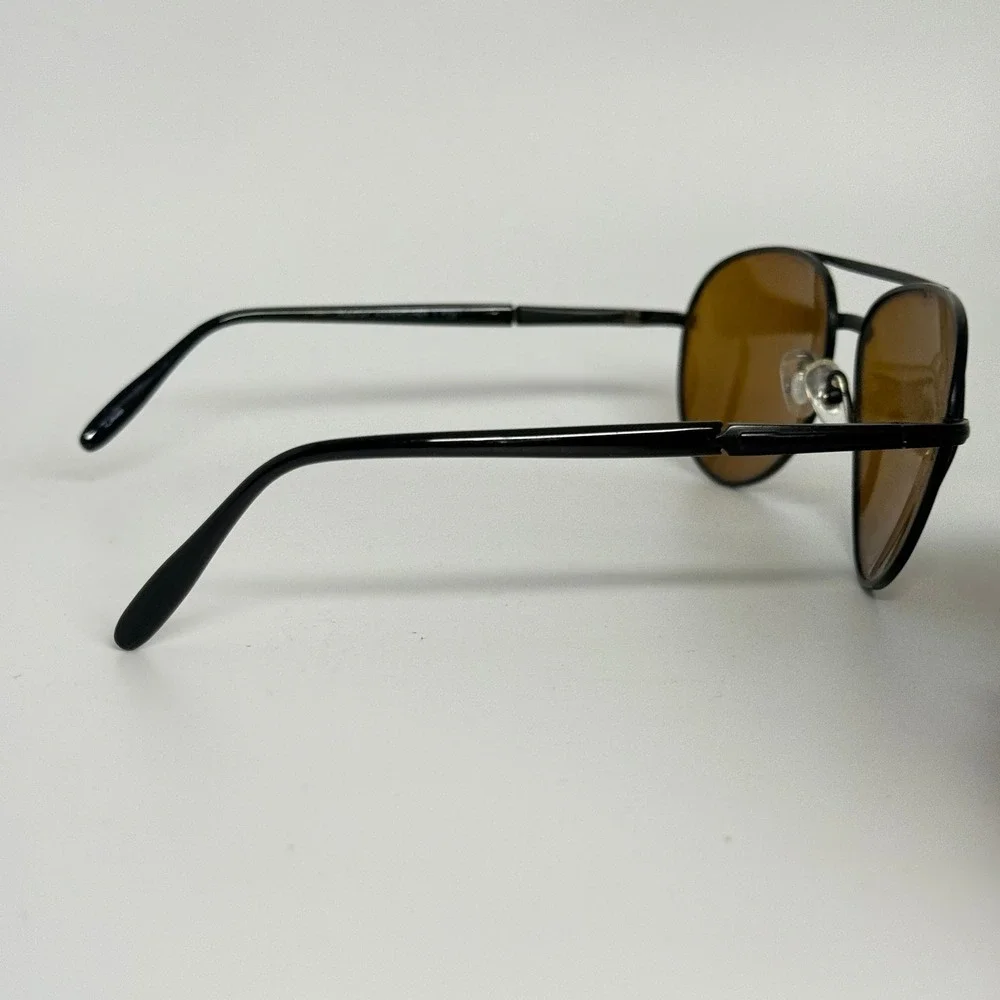 Merona Adventurer 1 FTG Aviator Sunglasses Black Frame Amber Lens H00107‎